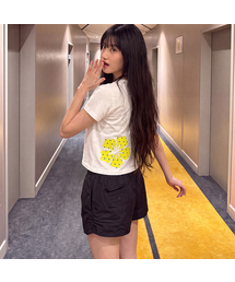 [ウーマン]ドットフラワー_ニュークロップ半袖Tシャツ_2カラー
