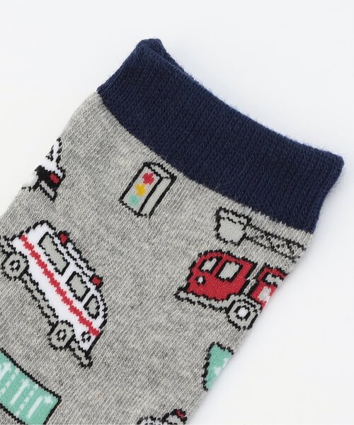 Ampersand（アンパサンド）の「はたらくくるま柄ソックス（ソックス/靴下・キッズ・ブルー/オフホワイト/グレー・21/12/15 /18）」の6枚目の写真
