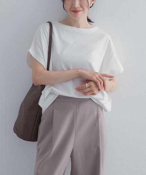 URBAN RESEARCH DOORS(アーバンリサーチドアーズ)の「ドライコットンボートネックプルオーバー|UVカット/日除け/接触冷感/Tシャツ(Tシャツ/カットソー・レディース・ネイビー/グリーン系その他/グレー系その他/オフホワイト・FREE)」の7枚目の写真