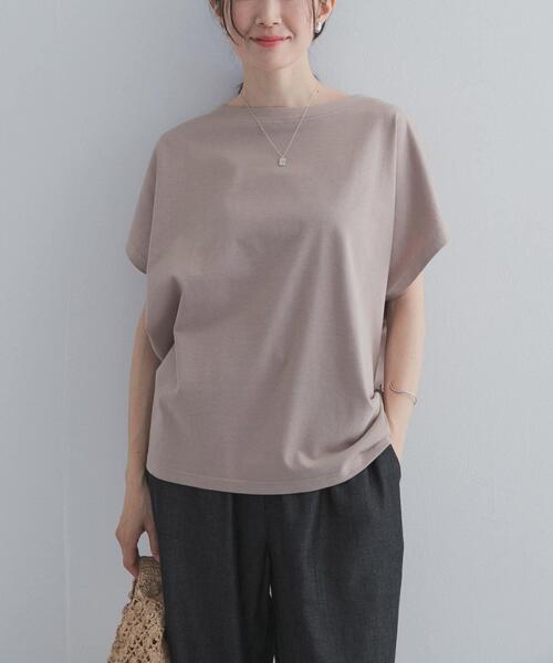 URBAN RESEARCH DOORS(アーバンリサーチドアーズ)の「ドライコットンボートネックプルオーバー|UVカット/日除け/接触冷感/Tシャツ(Tシャツ/カットソー・レディース・ネイビー/グリーン系その他/グレー系その他/オフホワイト・FREE)」の16枚目の写真
