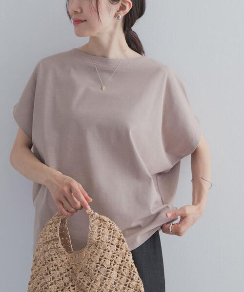 URBAN RESEARCH DOORS(アーバンリサーチドアーズ)の「ドライコットンボートネックプルオーバー|UVカット/日除け/接触冷感/Tシャツ(Tシャツ/カットソー・レディース・ネイビー/グリーン系その他/グレー系その他/オフホワイト・FREE)」の18枚目の写真
