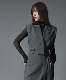 【W:Huku / クラシカルツイルシリーズ】ダブル ショート ベスト/ Classic Twill Double-breasted Short Vest