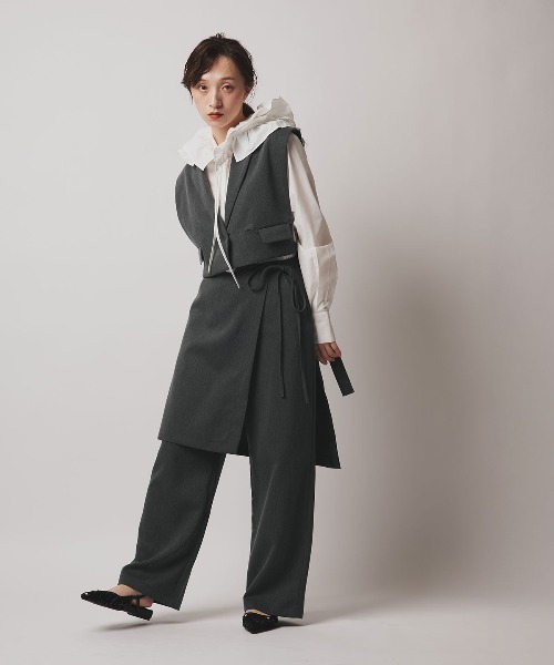 W:Huku（フーク）の「【W:Huku / クラシカルツイルシリーズ】ダブル ショート ベスト/ Classic Twill Double-breasted Short Vest（ベスト・レディース・ブラウン/ブラック/ベージュ/チャコール・FREE）」の7枚目の写真
