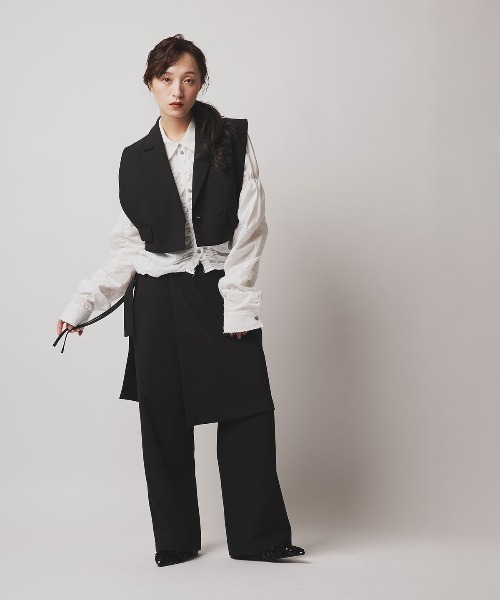 W:Huku（フーク）の「【W:Huku / クラシカルツイルシリーズ】ダブル ショート ベスト/ Classic Twill Double-breasted Short Vest（ベスト・レディース・ブラウン/ブラック/ベージュ/チャコール・FREE）」の16枚目の写真