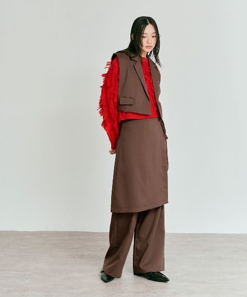 W:Huku（フーク）の「【W:Huku / クラシカルツイルシリーズ】ダブル ショート ベスト/ Classic Twill Double-breasted Short Vest（ベスト・レディース・ブラウン/ブラック/ベージュ/チャコール・FREE）」の19枚目の写真