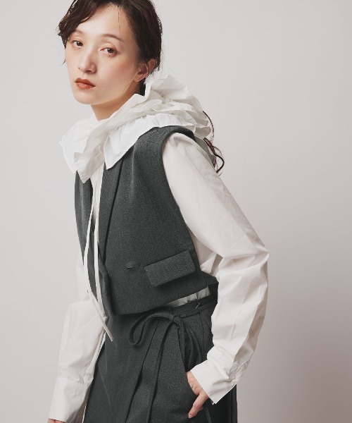 W:Huku（フーク）の「【W:Huku / クラシカルツイルシリーズ】ダブル ショート ベスト/ Classic Twill Double-breasted Short Vest（ベスト・レディース・ブラウン/ブラック/ベージュ/チャコール・FREE）」の20枚目の写真