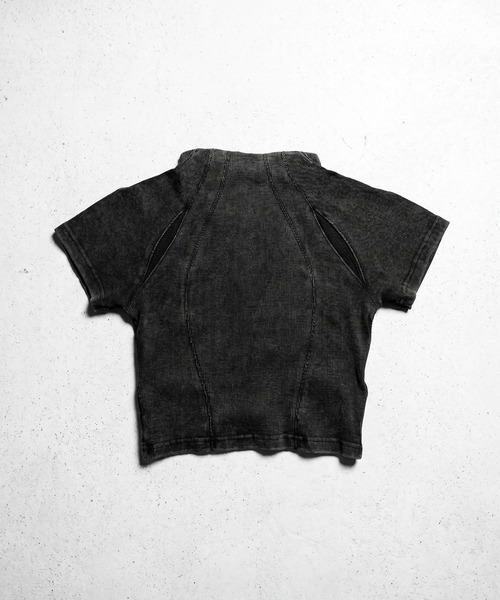 DURAS(デュラス)の「カットアウトクロップドTシャツ(Tシャツ/カットソー・レディース・グレー/ホワイト/ブラック・FREE)」の12枚目の写真