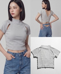 DURAS（デュラス）の「カットアウトクロップドTシャツ（Tシャツ/カットソー）」