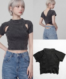 DURAS（デュラス）の「カットアウトクロップドTシャツ（Tシャツ/カットソー）」