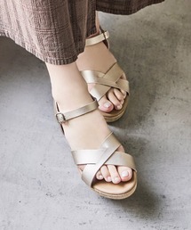 日本製 クロスデザイン ローヒールサボサンダル 痛くないサンダル