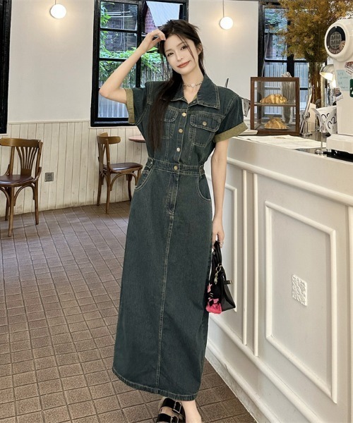 FAVORITO(ファヴォリート)の「デニム襟付きワンピース(ワンピース・レディース・ブルー・M/S/XL/L)」の9枚目の写真