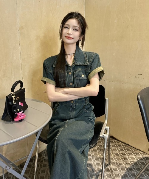 FAVORITO(ファヴォリート)の「デニム襟付きワンピース(ワンピース・レディース・ブルー・M/S/XL/L)」の4枚目の写真