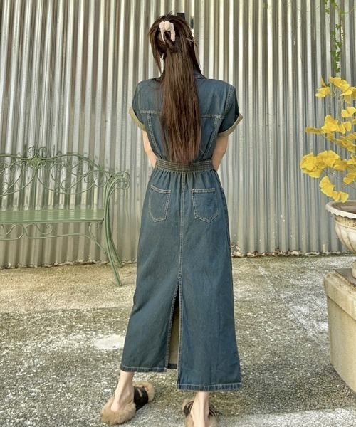 FAVORITO(ファヴォリート)の「デニム襟付きワンピース(ワンピース・レディース・ブルー・M/S/XL/L)」の10枚目の写真