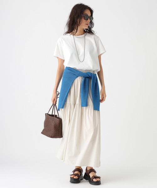 Elura(エルーラ)の「≪接触冷感≫冷感コンパクトT/1049325(Tシャツ/カットソー・レディース・ホワイト/ネイビー・FREE)」の3枚目の写真
