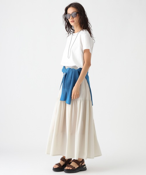 Elura(エルーラ)の「≪接触冷感≫冷感コンパクトT/1049325(Tシャツ/カットソー・レディース・ホワイト/ネイビー・FREE)」の4枚目の写真