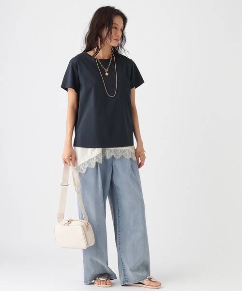 Elura(エルーラ)の「≪接触冷感≫冷感コンパクトT/1049325(Tシャツ/カットソー・レディース・ホワイト/ネイビー・FREE)」の14枚目の写真