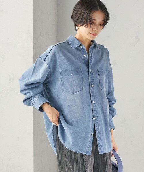 SHIPS(シップス)の「〈洗濯機可能〉7.8 oz デニム オーバー シャツ(シャツ/ブラウス・レディース・ブルー・ONE SIZE)」の8枚目の写真