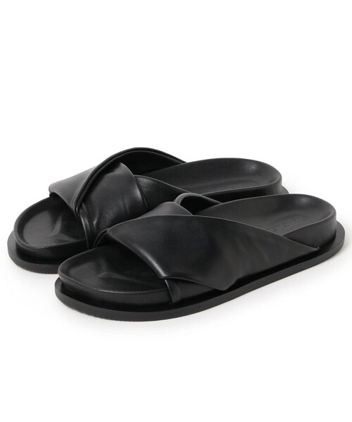 Rouge vif(ルージュヴィフ)の「【Waa.Studios/ワースタジオ】レザークロスフラットサンダル XP SANDAL(サンダル・レディース・ブラック・38/36/37)」の2枚目の写真