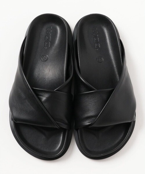 Rouge vif(ルージュヴィフ)の「【Waa.Studios/ワースタジオ】レザークロスフラットサンダル XP SANDAL(サンダル・レディース・ブラック・38/36/37)」の3枚目の写真