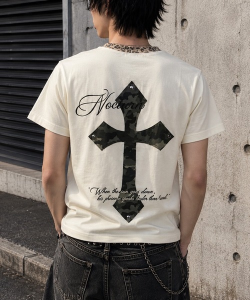 BENDER TOKYO(ベンダートウキョウ)の「カモフラ クロスワッペン スタッズ レオパードリブ ヘンリーネック Tシャツ(Tシャツ/カットソー・メンズ・ブラック/アイボリー・M/L)」の8枚目の写真