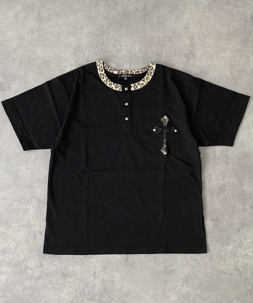 BENDER TOKYO(ベンダートウキョウ)の「カモフラ クロスワッペン スタッズ レオパードリブ ヘンリーネック Tシャツ(Tシャツ/カットソー・メンズ・ブラック/アイボリー・M/L)」の14枚目の写真