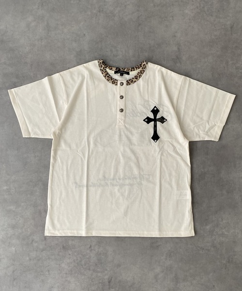 BENDER TOKYO(ベンダートウキョウ)の「カモフラ クロスワッペン スタッズ レオパードリブ ヘンリーネック Tシャツ(Tシャツ/カットソー・メンズ・ブラック/アイボリー・M/L)」の12枚目の写真