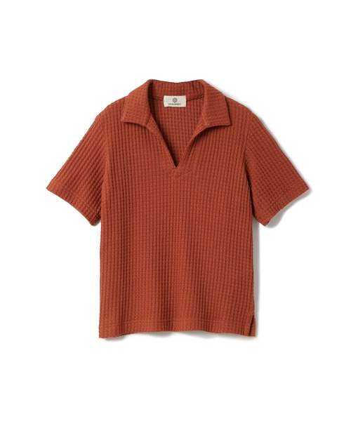 SEAGREEN(シーグリーン)の「SEAGREEN(シーグリーン) BIG WAFFLE SKIPPER POLO(ポロシャツ・レディース・グリーン/クリーム/ロイヤルブルー/ブラウン・1/2)」の1枚目の写真