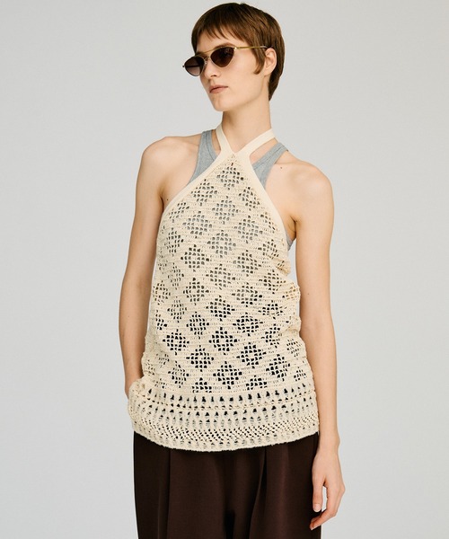 2026Autumn Pre-Order】クロシェニットホルタートップス / Crochet