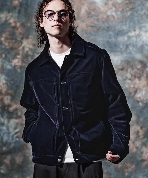 Jih Nunc（ジーヌンク）の「mj11754-ベルベットトラックジャケット(JIH-R1223)（その他アウター・メンズ・ダークグリーン/ネイビー/ブラック・S/L/M）」の3枚目の写真
