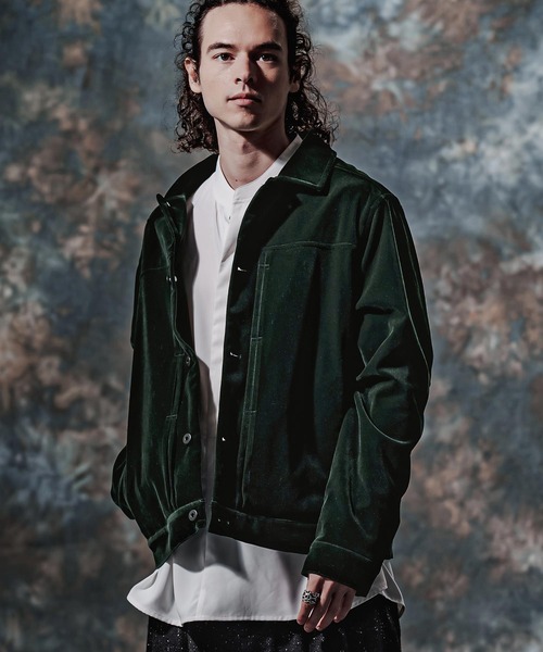 Jih Nunc（ジーヌンク）の「mj11754-ベルベットトラックジャケット(JIH-R1223)（その他アウター・メンズ・ダークグリーン/ネイビー/ブラック・S/L/M）」の5枚目の写真