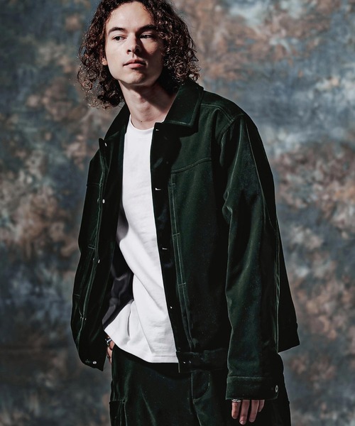 Jih Nunc（ジーヌンク）の「mj11754-ベルベットトラックジャケット(JIH-R1223)（その他アウター・メンズ・ダークグリーン/ネイビー/ブラック・S/L/M）」の6枚目の写真