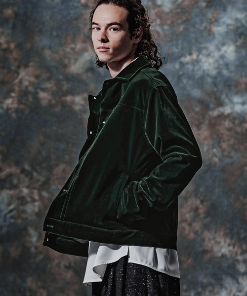Jih Nunc（ジーヌンク）の「mj11754-ベルベットトラックジャケット(JIH-R1223)（その他アウター・メンズ・ダークグリーン/ネイビー/ブラック・S/L/M）」の7枚目の写真