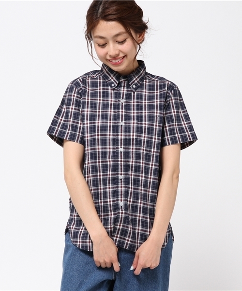 BEAMS BOY(ビームスボーイ)の「BEAMS BOY / タータン ボタンダウン ショートスリーブ(シャツ/ブラウス・レディース・ホワイト/ブルー/ネイビー・ONE SIZE)」の2枚目の写真