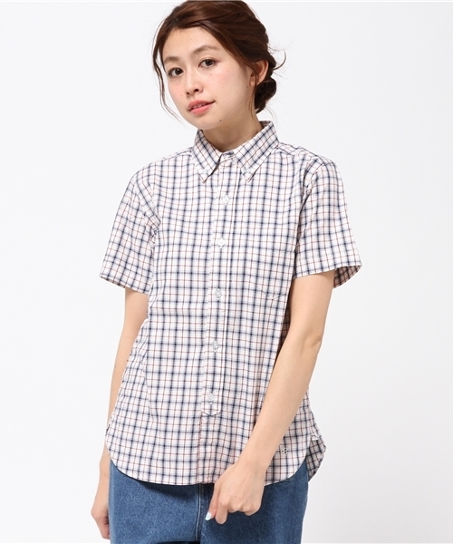 BEAMS BOY(ビームスボーイ)の「BEAMS BOY / タータン ボタンダウン ショートスリーブ(シャツ/ブラウス・レディース・ホワイト/ブルー/ネイビー・ONE SIZE)」の1枚目の写真