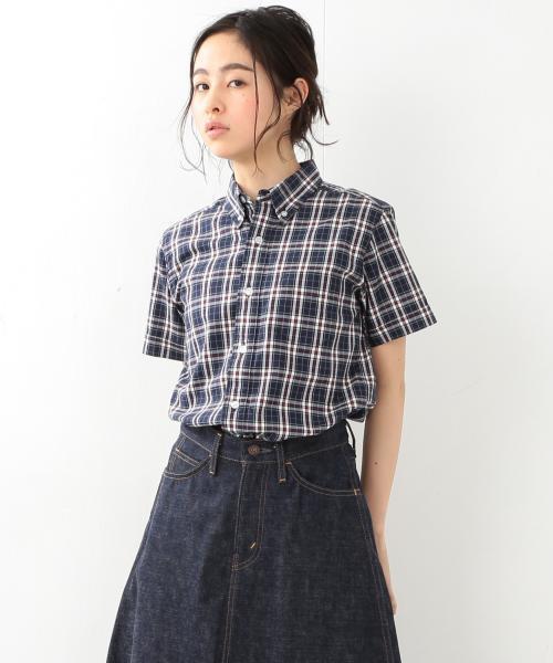BEAMS BOY(ビームスボーイ)の「BEAMS BOY / タータン ボタンダウン ショートスリーブ(シャツ/ブラウス・レディース・ホワイト/ブルー/ネイビー・ONE SIZE)」の4枚目の写真