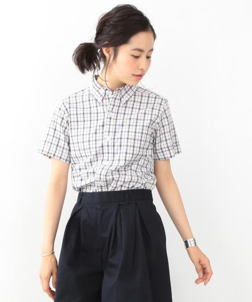 BEAMS BOY(ビームスボーイ)の「BEAMS BOY / タータン ボタンダウン ショートスリーブ(シャツ/ブラウス・レディース・ホワイト/ブルー/ネイビー・ONE SIZE)」の5枚目の写真