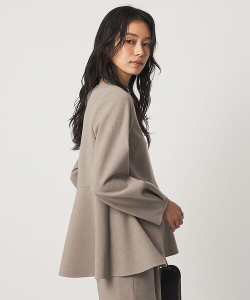 green label relaxing（グリーンレーベルリラクシング）の「ライト ダブルクロス ブラウス ウォッシャブル ストレッチ（シャツ/ブラウス・レディース・グレー/ベージュ/ネイビー/ブラック・FREE）」の6枚目の写真
