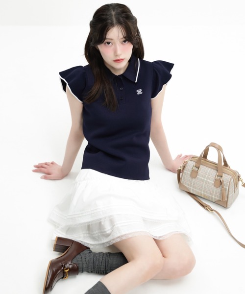 JILL by JILL STUART（ジルバイジルスチュアート）の「レースフリルミニティアードスカート（スカート・レディース・ブラック/ホワイト・FREE）」の3枚目の写真