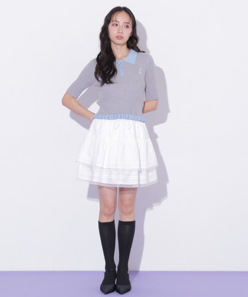 JILL by JILL STUART（ジルバイジルスチュアート）の「レースフリルミニティアードスカート（スカート・レディース・ブラック/ホワイト・FREE）」の22枚目の写真