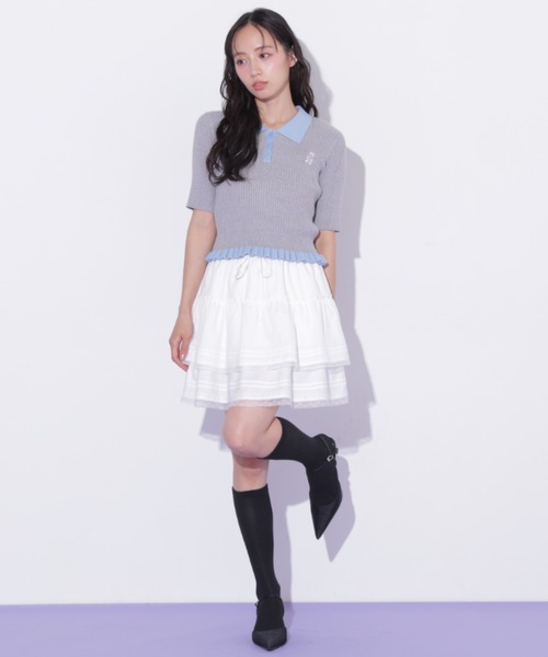 JILL by JILL STUART（ジルバイジルスチュアート）の「レースフリルミニティアードスカート（スカート・レディース・ブラック/ホワイト・FREE）」の6枚目の写真