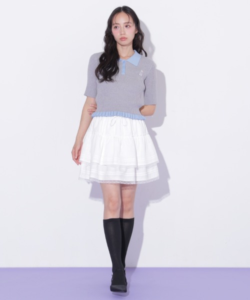 JILL by JILL STUART（ジルバイジルスチュアート）の「レースフリルミニティアードスカート（スカート・レディース・ブラック/ホワイト・FREE）」の21枚目の写真