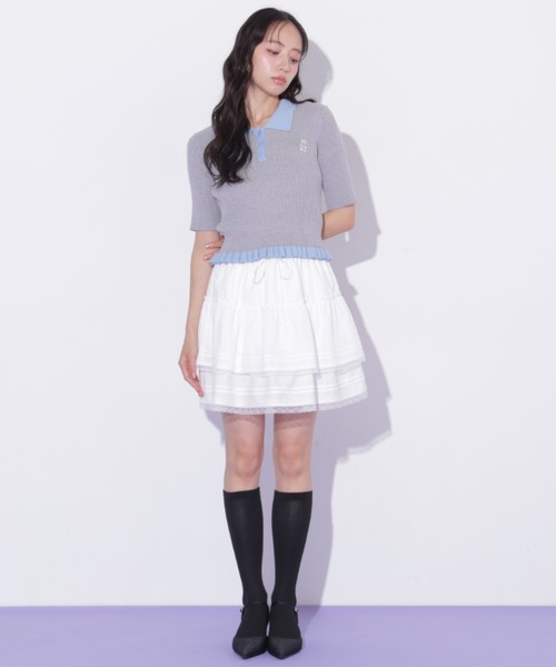 JILL by JILL STUART（ジルバイジルスチュアート）の「レースフリルミニティアードスカート（スカート・レディース・ブラック/ホワイト・FREE）」の7枚目の写真