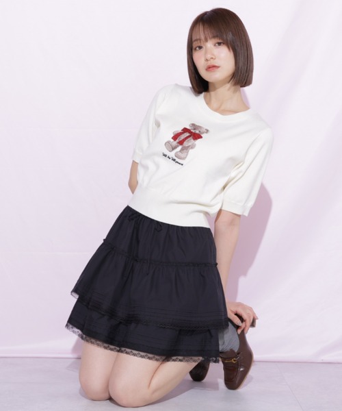 JILL by JILL STUART（ジルバイジルスチュアート）の「レースフリルミニティアードスカート（スカート・レディース・ブラック/ホワイト・FREE）」の15枚目の写真