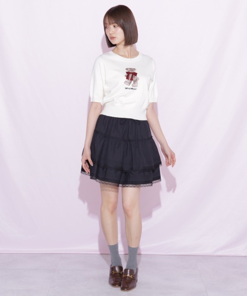JILL by JILL STUART（ジルバイジルスチュアート）の「レースフリルミニティアードスカート（スカート・レディース・ブラック/ホワイト・FREE）」の17枚目の写真