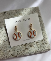 Studio LEGGO/野球ボールピアス/応援カラーオレンジ