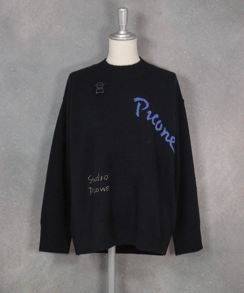 STUDIO PICONE(スタジオピッコーネ)の「カシミヤ100%ロゴデザインニット(ニット/セーター・レディース・ブラック/ライトグレー/ホワイト/キャメル・L/M)」の12枚目の写真