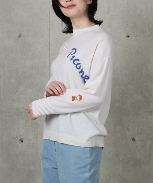 STUDIO PICONE(スタジオピッコーネ)の「カシミヤ100%ロゴデザインニット(ニット/セーター・レディース・ブラック/ライトグレー/ホワイト/キャメル・L/M)」の6枚目の写真