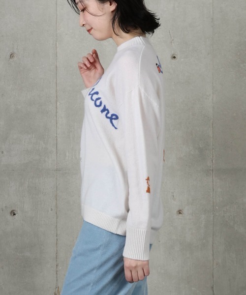 STUDIO PICONE(スタジオピッコーネ)の「カシミヤ100%ロゴデザインニット(ニット/セーター・レディース・ブラック/ライトグレー/ホワイト/キャメル・L/M)」の7枚目の写真