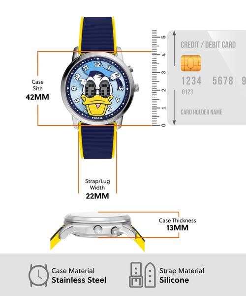 FOSSIL(フォッシル)の「フォッシル | ディズニー Disney x Fossil Donald Duck Big Tic ドナルドダック ビッグティック 限定版 腕時計 メンズ アナログ シリコン LE1233(デジタル腕時計・メンズ・ブルー・FREE)」の7枚目の写真