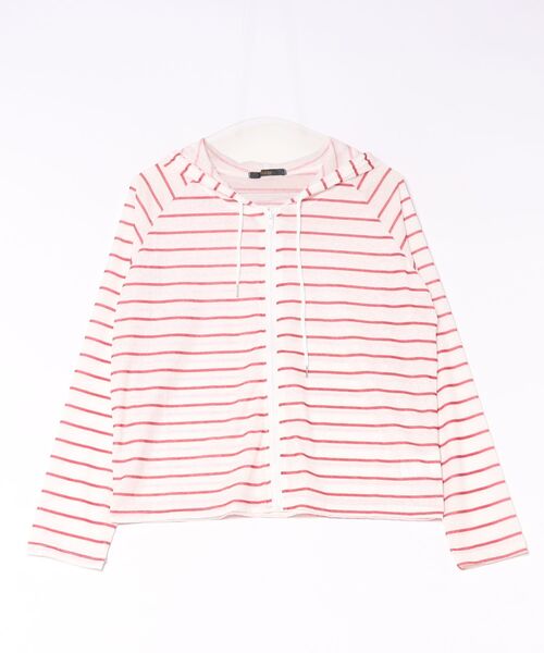 Ritzy(リッツィー)の「フード付・ボーダーZIPパーカー(パーカー・レディース・ホワイト×ブラック/ホワイト×レッド・LARGE/MEDIUM)」の5枚目の写真